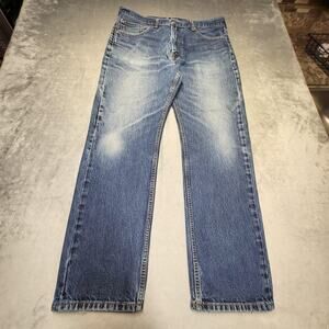 Levi's 505 Jeans Mens 38x32 Blue Medium Wash Straight Denim Pockets Classic